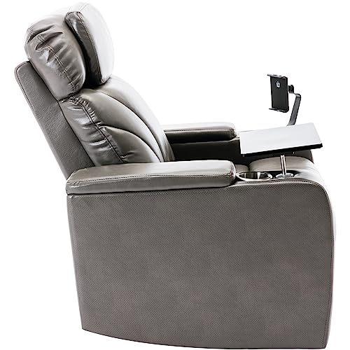Light Grey PU Leather Electric Single Reclining Chair with USB Y9761