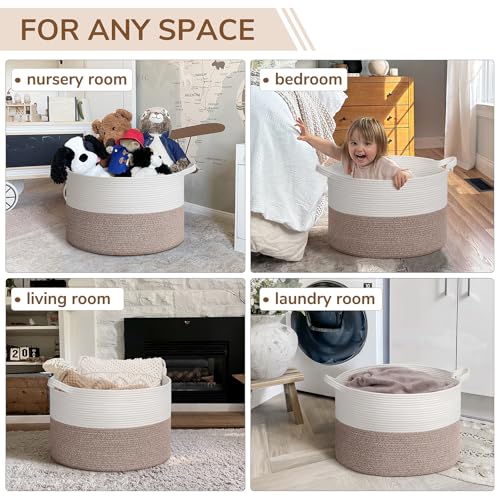 Large Cotton Rope Storage Basket, 21.7'' x 13.8'', 90L Grey M25134