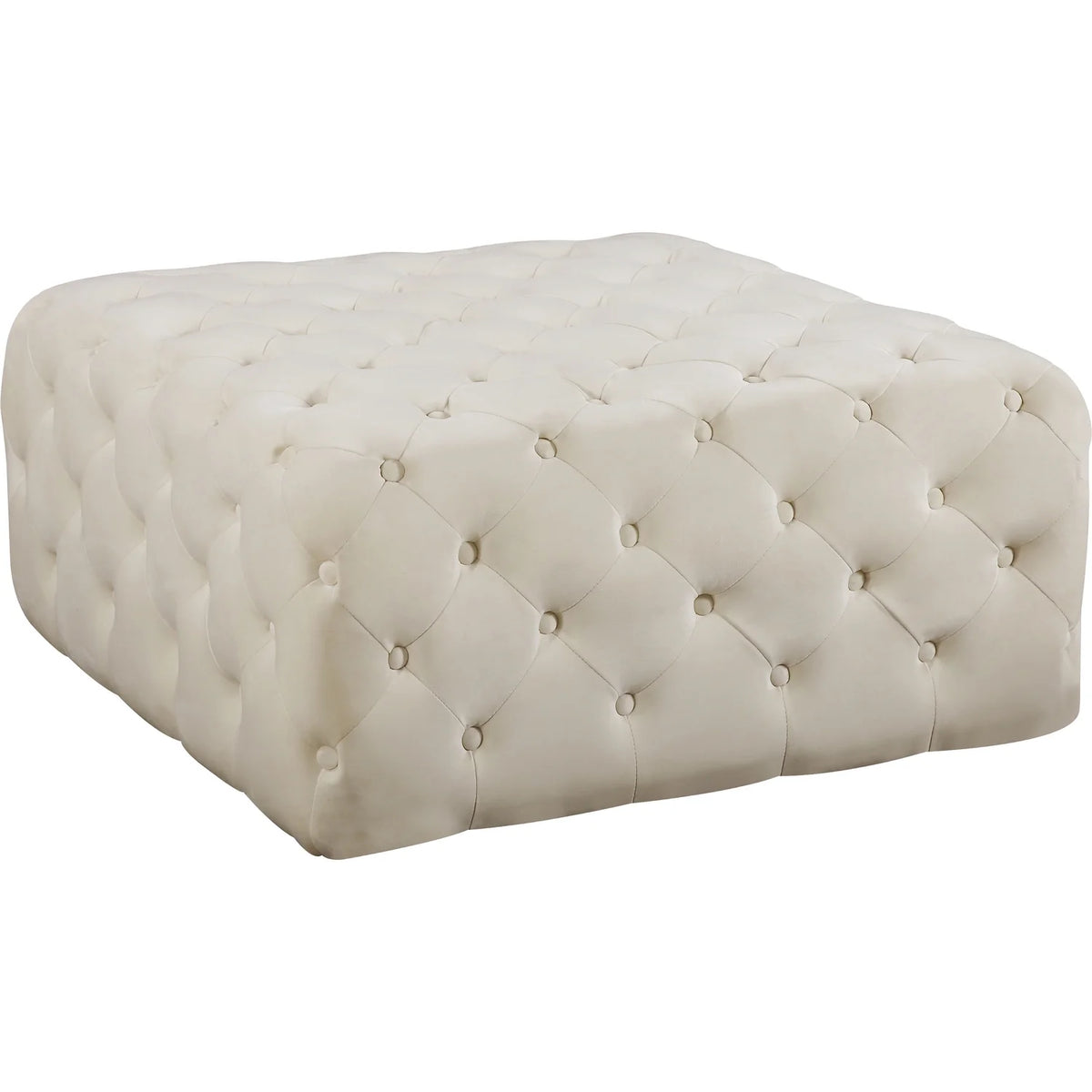 Cream Velvet Button Tufted Ottoman and Bench K18692