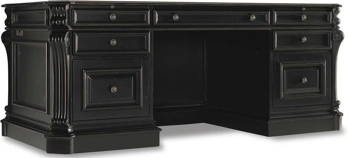 Black Leather Top Wood Desk X484731