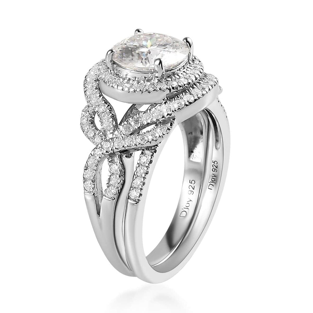 Moissanite Round 925 Sterling Silver Platinum Plated Stackable Ring Size 7 Ct 2.46 P43808