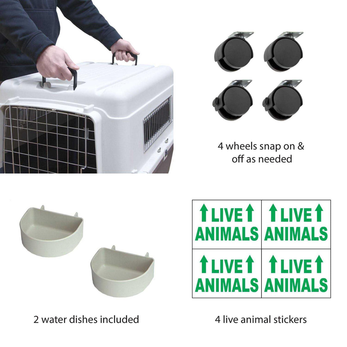 Plastic Rolling Wire Door Travel Dog Crate H89831