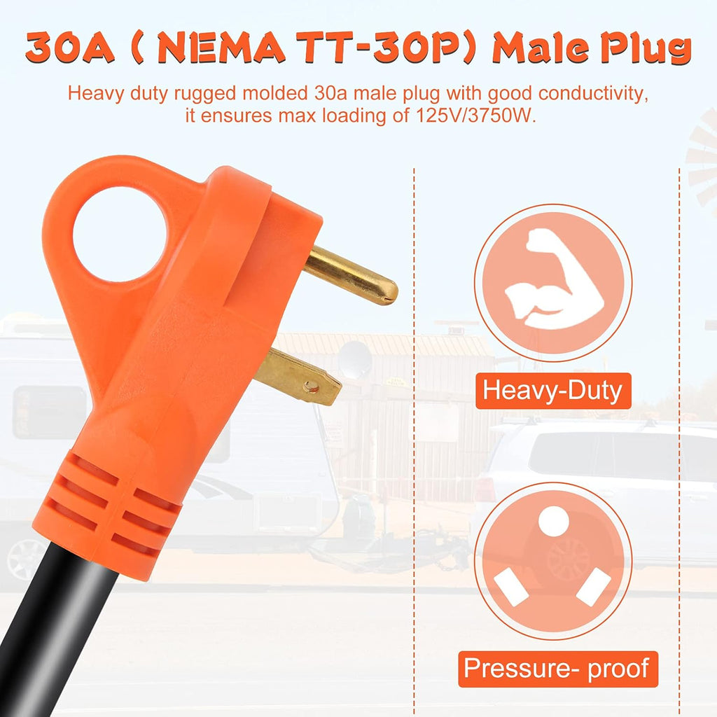 30 Amp Male to 50 Amp Female RV Adapter Cord 12inch D863988