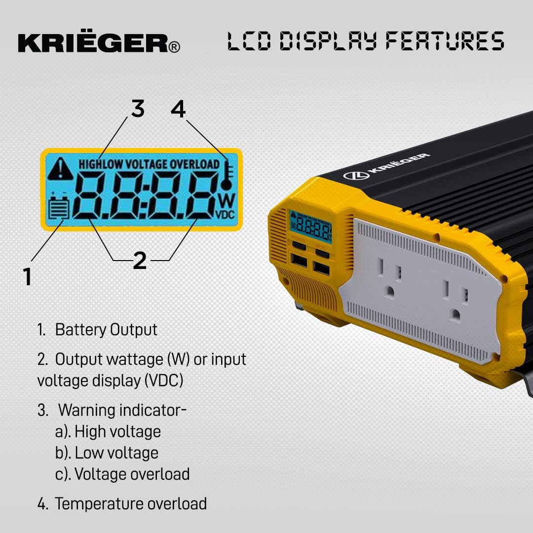 2000 Watts 12V to 110V Modified Sine Wave Power Inverter A95750