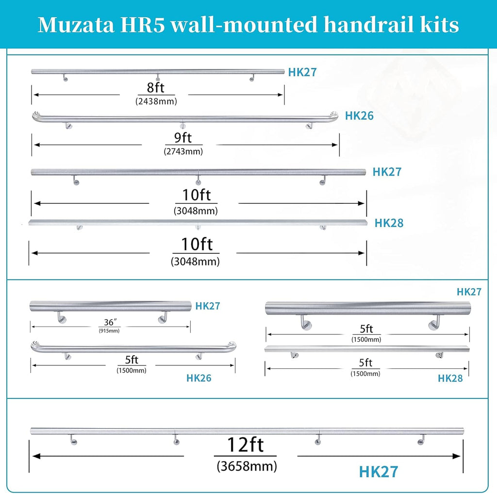 Brushed Stainless Steel Wall Mounted Stair Handrail N257261