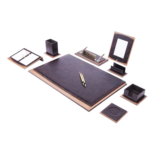 Brown Walnut Wood 10 Pcs Desk Organizer G45305