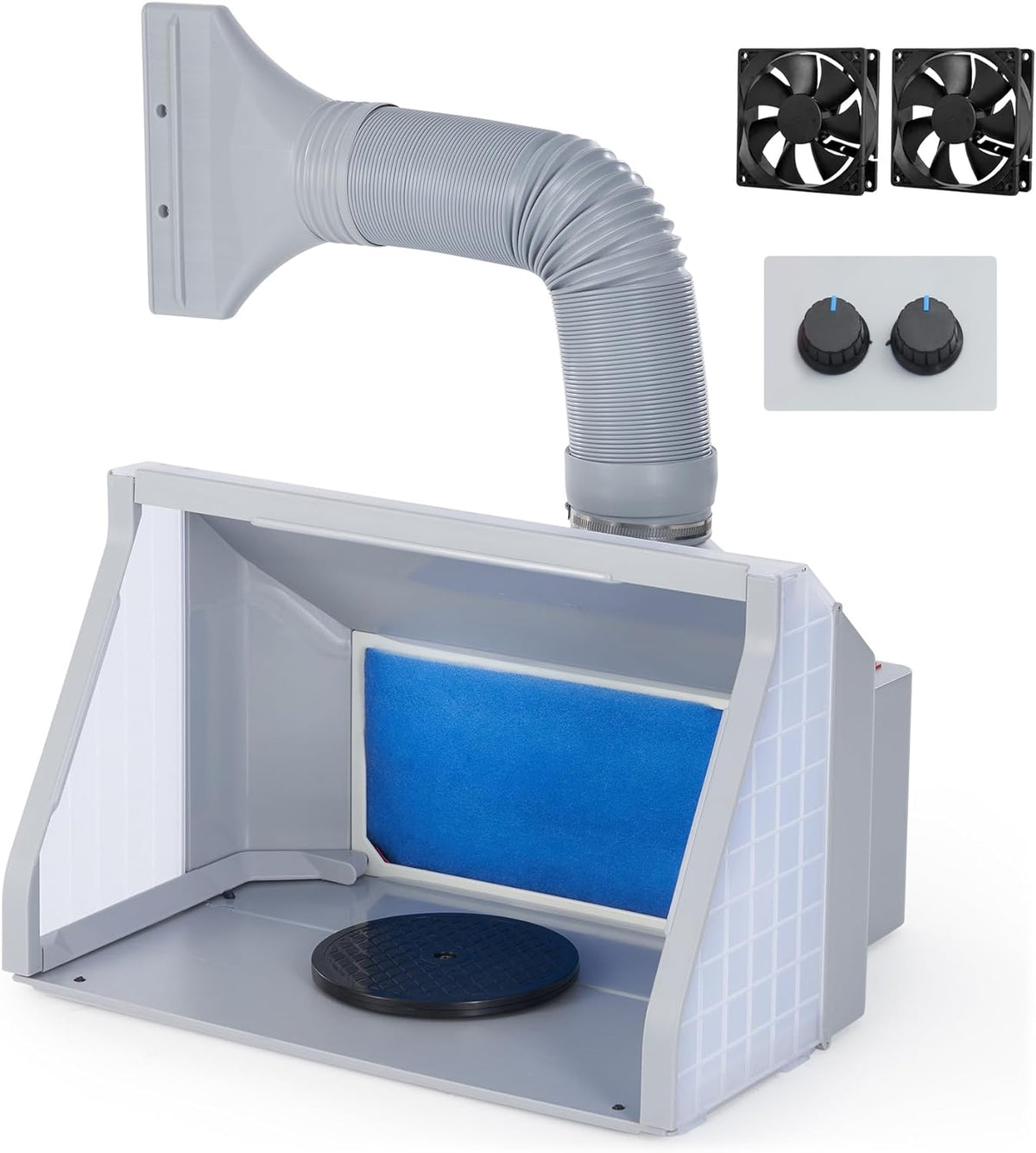 Portable Airbrush Spray Booth With Dual Fans, 3 LED Lights And Exhaust Hose I342882