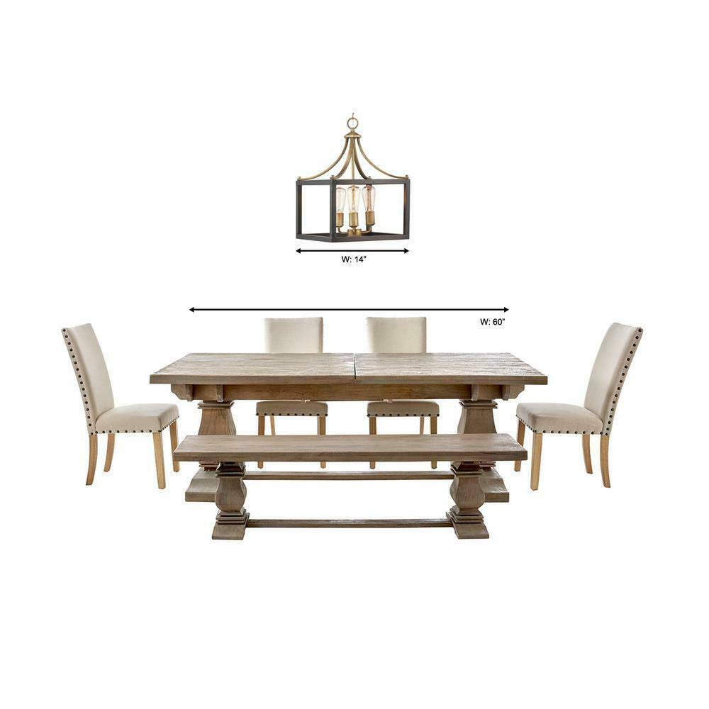 3-Light Vintage Brass Chandelier X976957