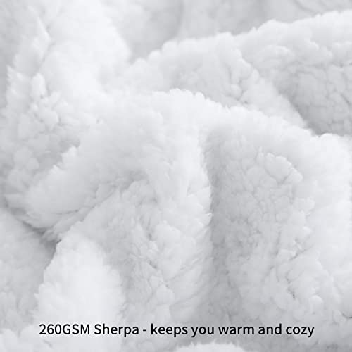 Dark Grey Queen Size Sherpa Flannel Reversible Throw Blanket 90x90 Inches N26312
