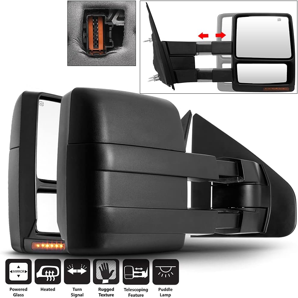 Telescoping Power Heated LED Signal Towing Side Mirrors Left Right Ford F150 Truck X504