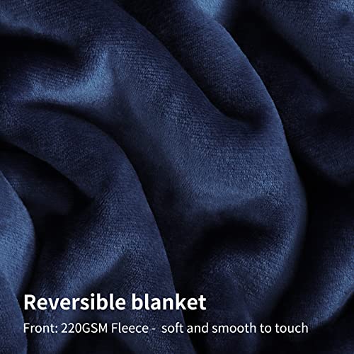 Dark Grey Queen Size Sherpa Flannel Reversible Throw Blanket 90x90 Inches N26312