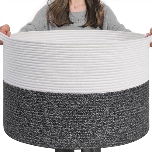 Large Cotton Rope Storage Basket, 21.7'' x 13.8'', 90L Grey M25134