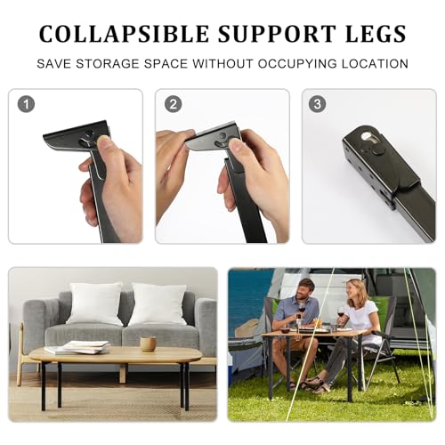Black 4 Pcs 16'' Self-Locking Metal Folding Table Legs M3527