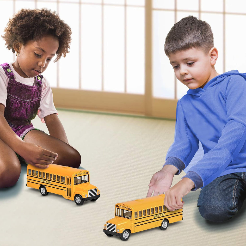 5 Inch Pull Back School Bus Toy Set of 2 Diecast S7402