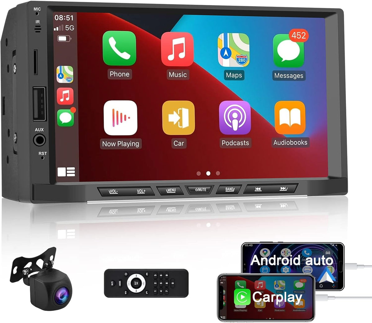 6.2 Inch Double Din Car Stereo with Carplay Android Auto C419013