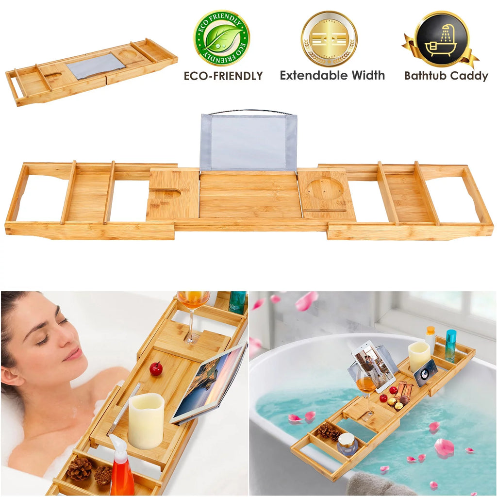 Extendable Bathtub Caddy Tray with Shelves I68804