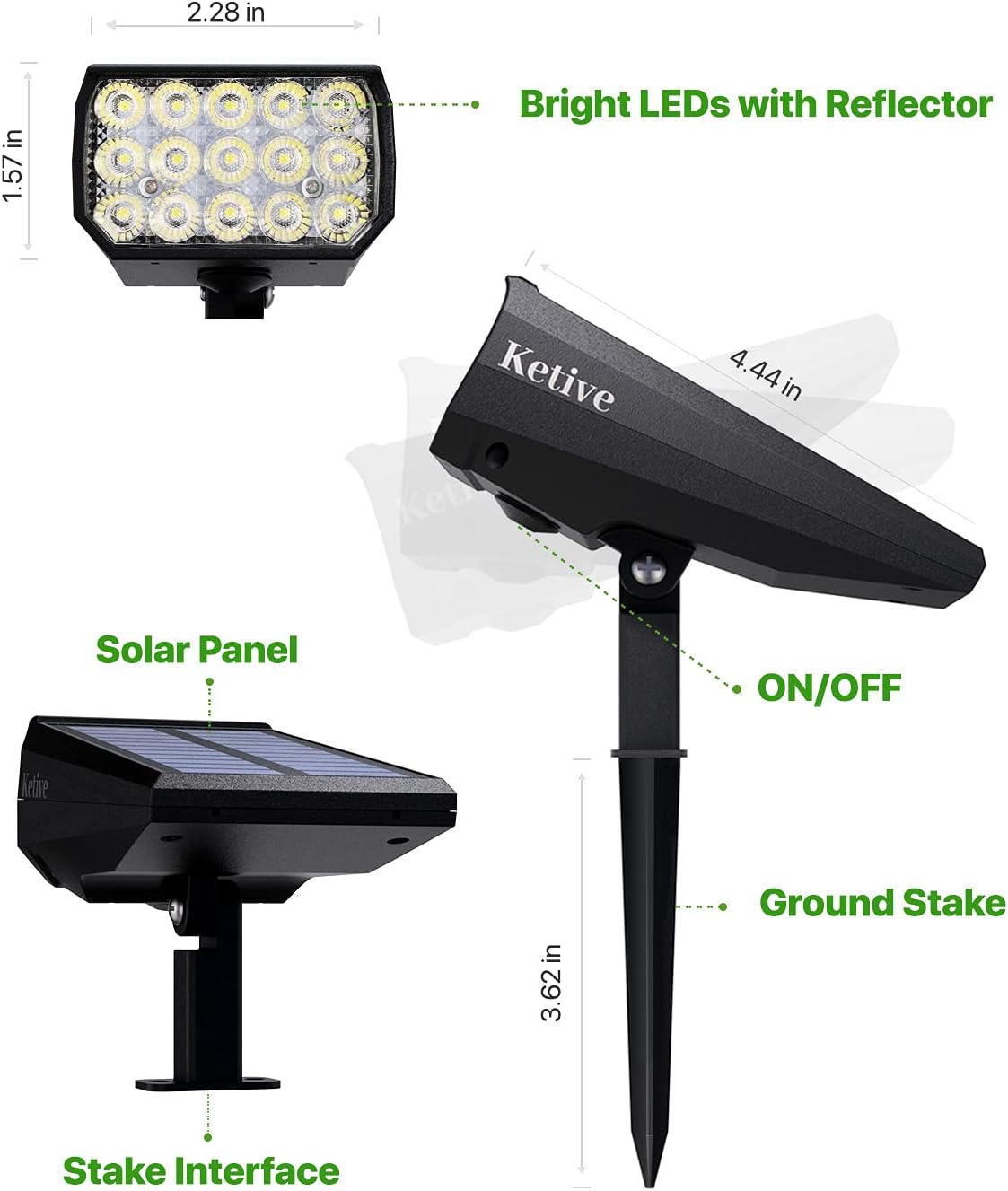 IP65 Waterproof Adjustable Solar Landscape Spotlights 10 Pack A215950