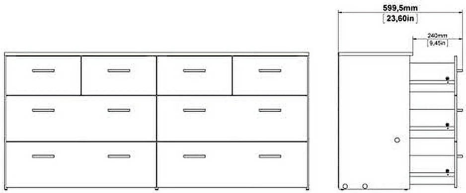 White Oak 8 Drawer Double Dresser U100044