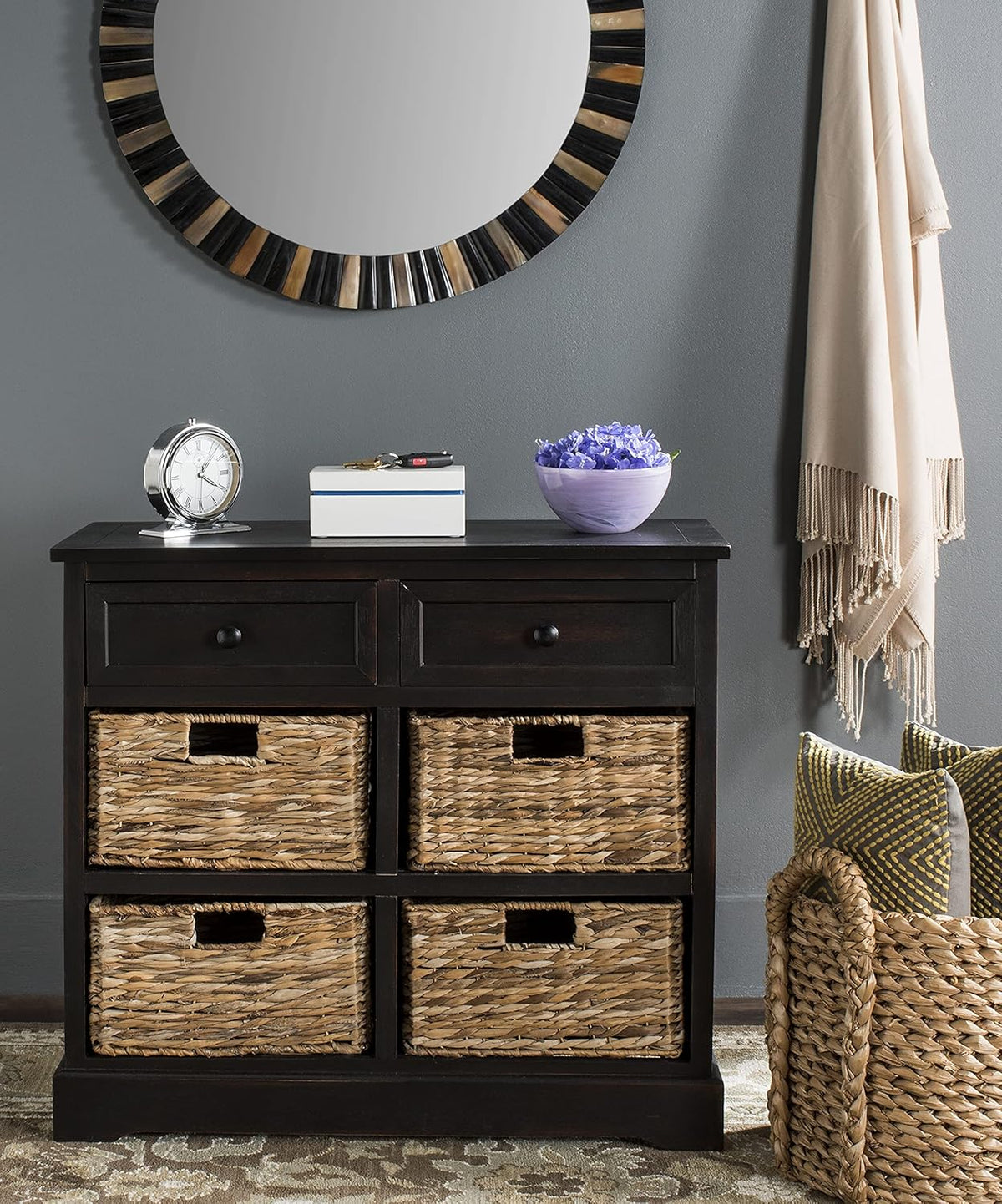 Brown Wicker Basket Storage Unit U9462