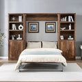 Queen Size Wall Murphy Bed with 2 Side Cabinet Storage Shelf and Built-in USB Ports J921340