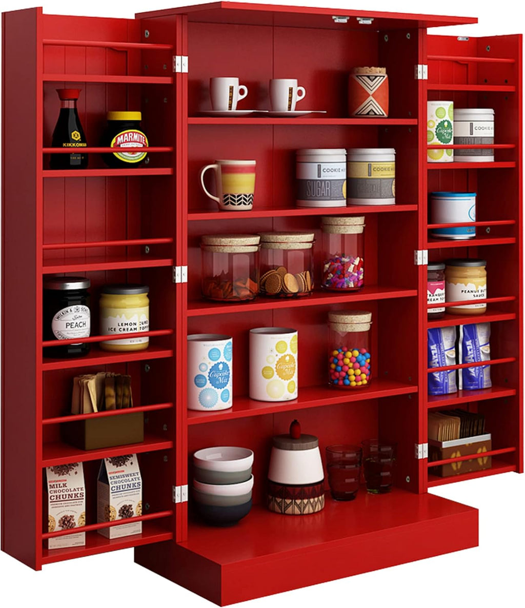 41'' White Kitchen Pantry Cabinet with 6 Shelves M578