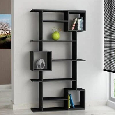 White Modern Geometric Bookcase Z18823