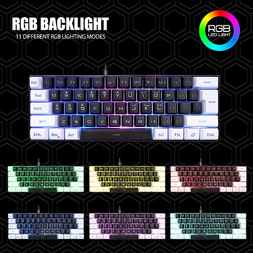 Wired Compact Mechanical Gaming Keyboard 61 Keys RGB LED Backlight M607563