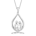 Parent and Children Family Necklace Pendant in Sterling Silver 18" Rolo Chain X735850