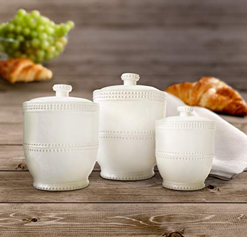 3-Piece Ceramic Canister Set White U28509