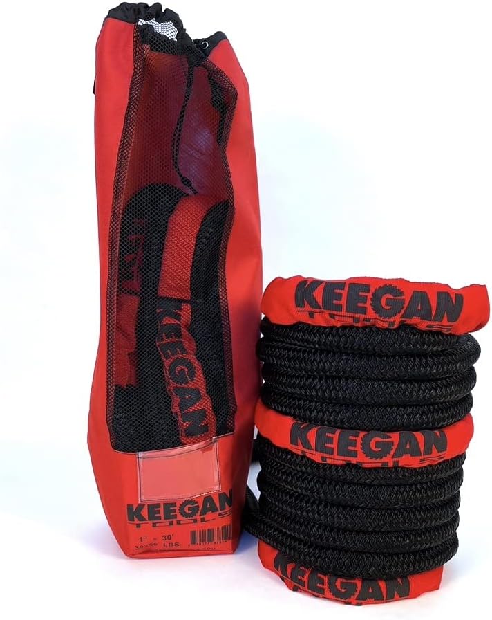 1" x 30' Kinetic Recovery Rope 30,250 lbs Breaking Strength Tow Strap D4863