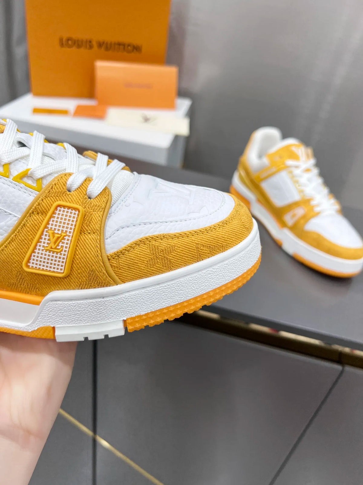 Yellow Leather Low Trainers R524