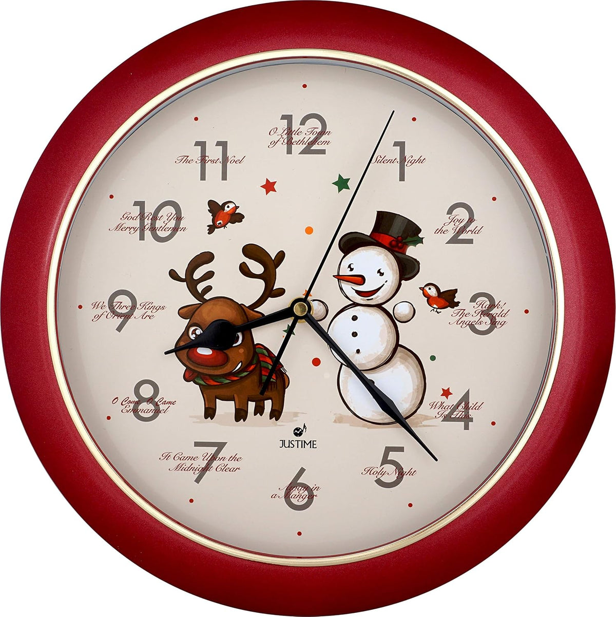 Multi-Color Snowman & Reindeer Wall Clock Mantel Clock P748832