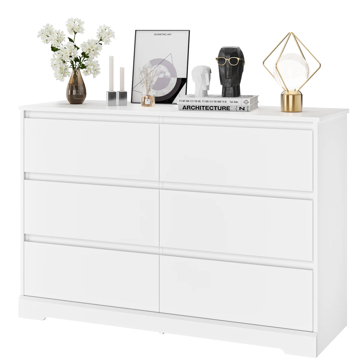 White 6 Drawer Wood Dresser K492993
