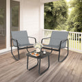 3 Pieces Outdoor Bistro Set with Glass Coffee Table B74957