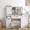White Vanity Table with Lighted Mirror and Stool P9005