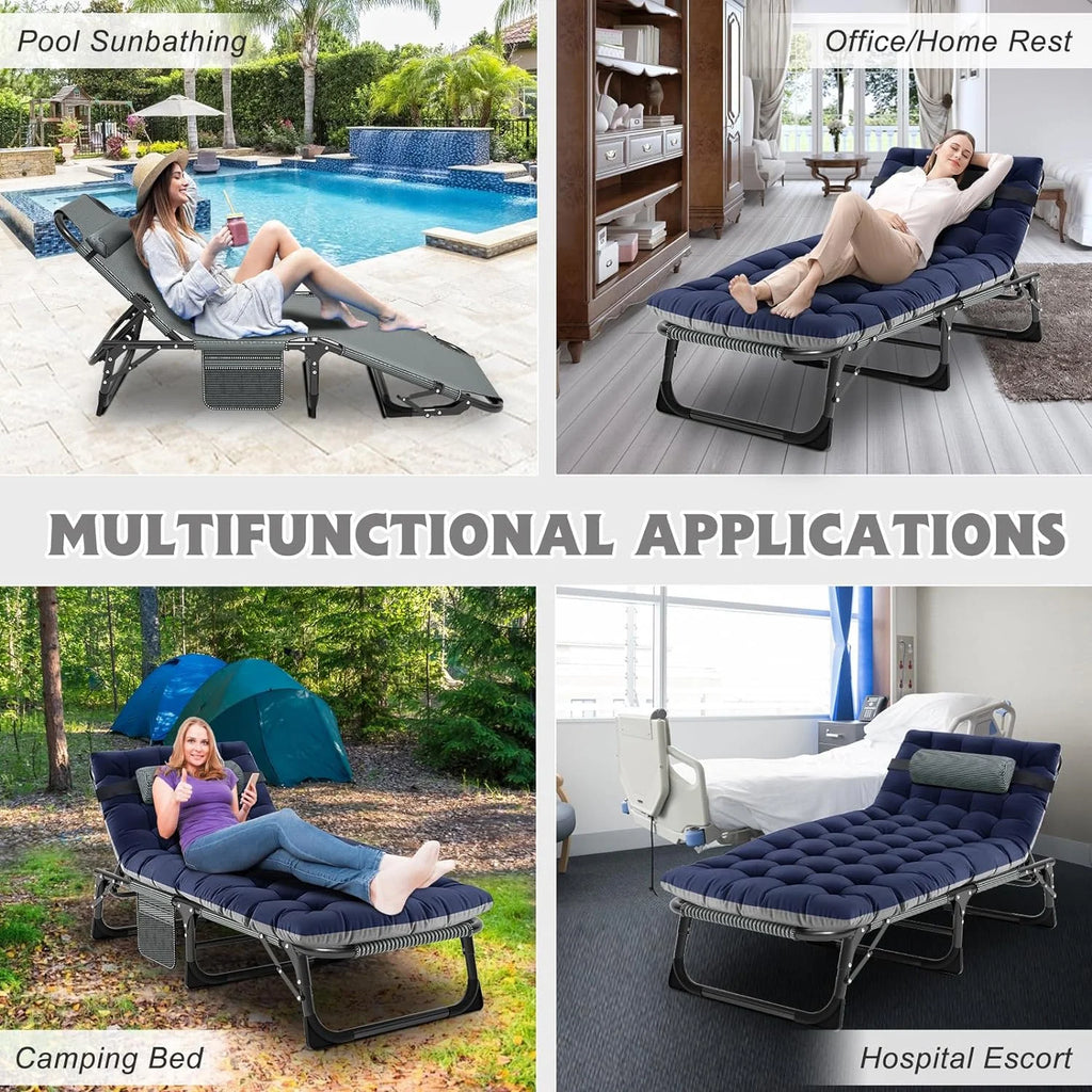Folding Camping Cot with Mat for Adults, Heavy Duty Outdoor Bed U788807