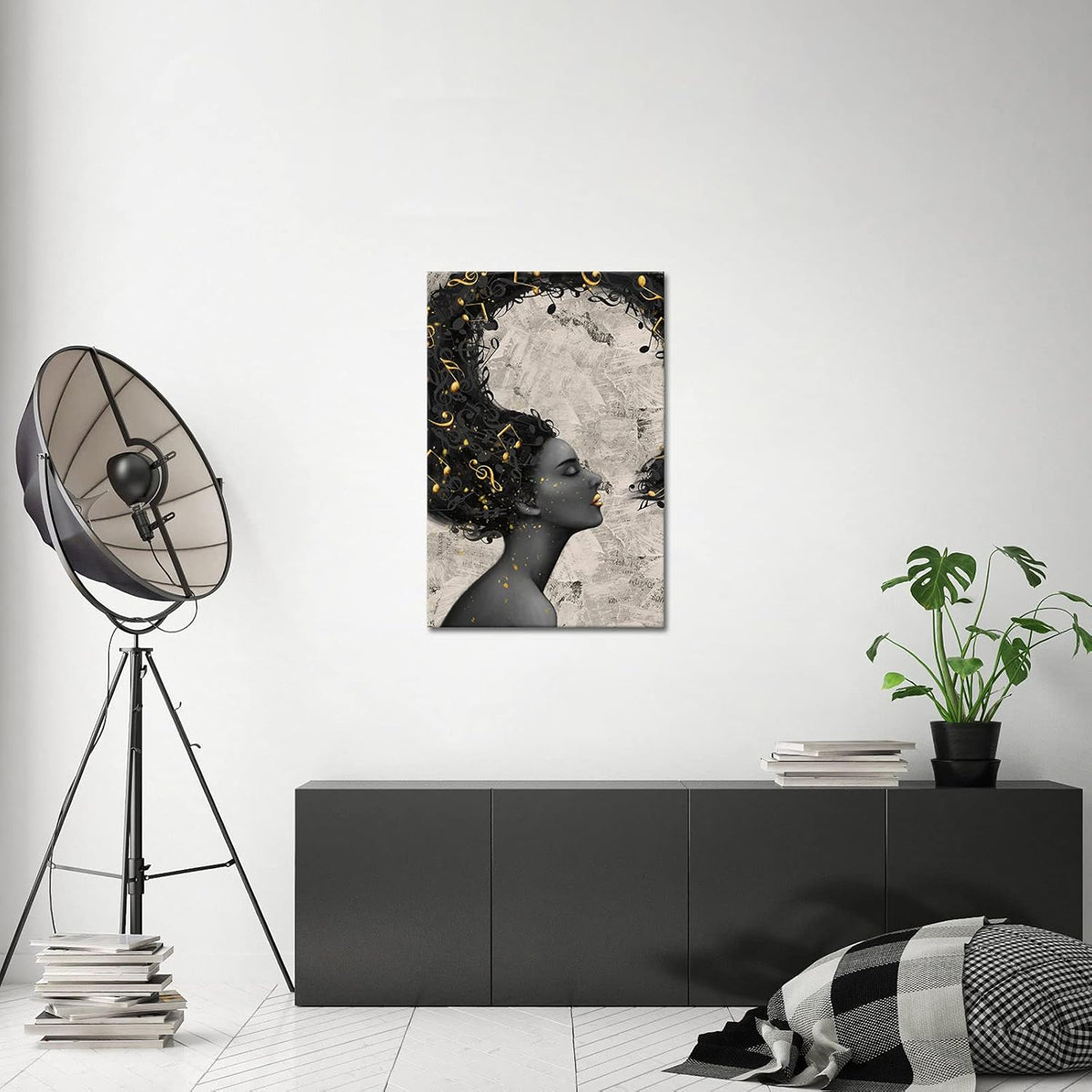 Vintage Golden and Black Girl Canvas Prints Framed 24x36 I87065