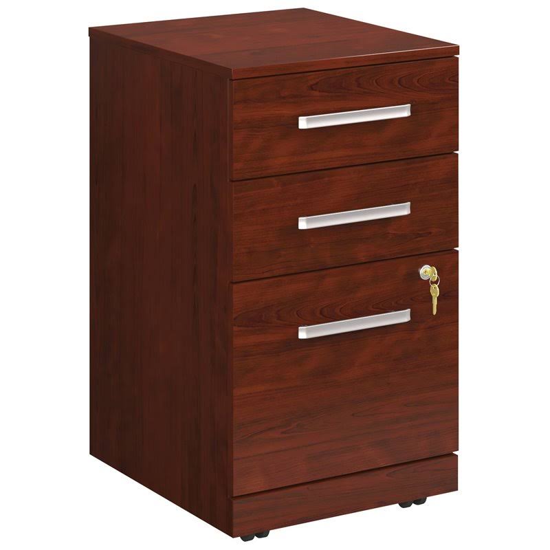 Engineered Wood 3-Drawers Mobile File Cabinet Cherry M9886