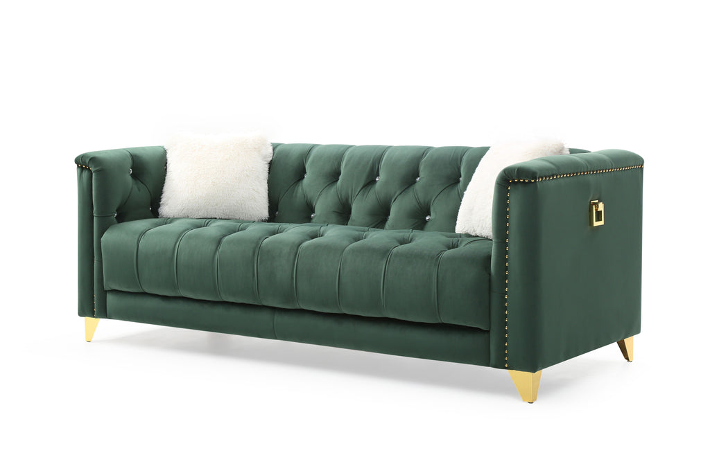 Green Tufted Upholstery 2 Pc Living Room Set R281