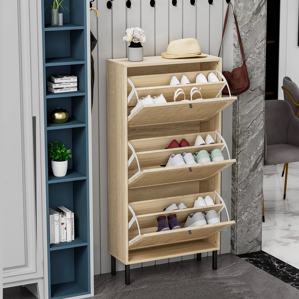 Wooden Shoe Storage Cabinet with 3 Flip Drawers H7713