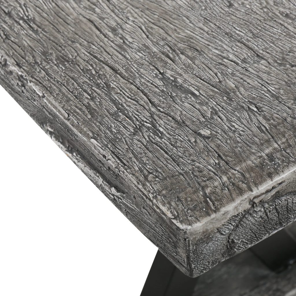 Grey Concrete and Steel Dining Bench L4567