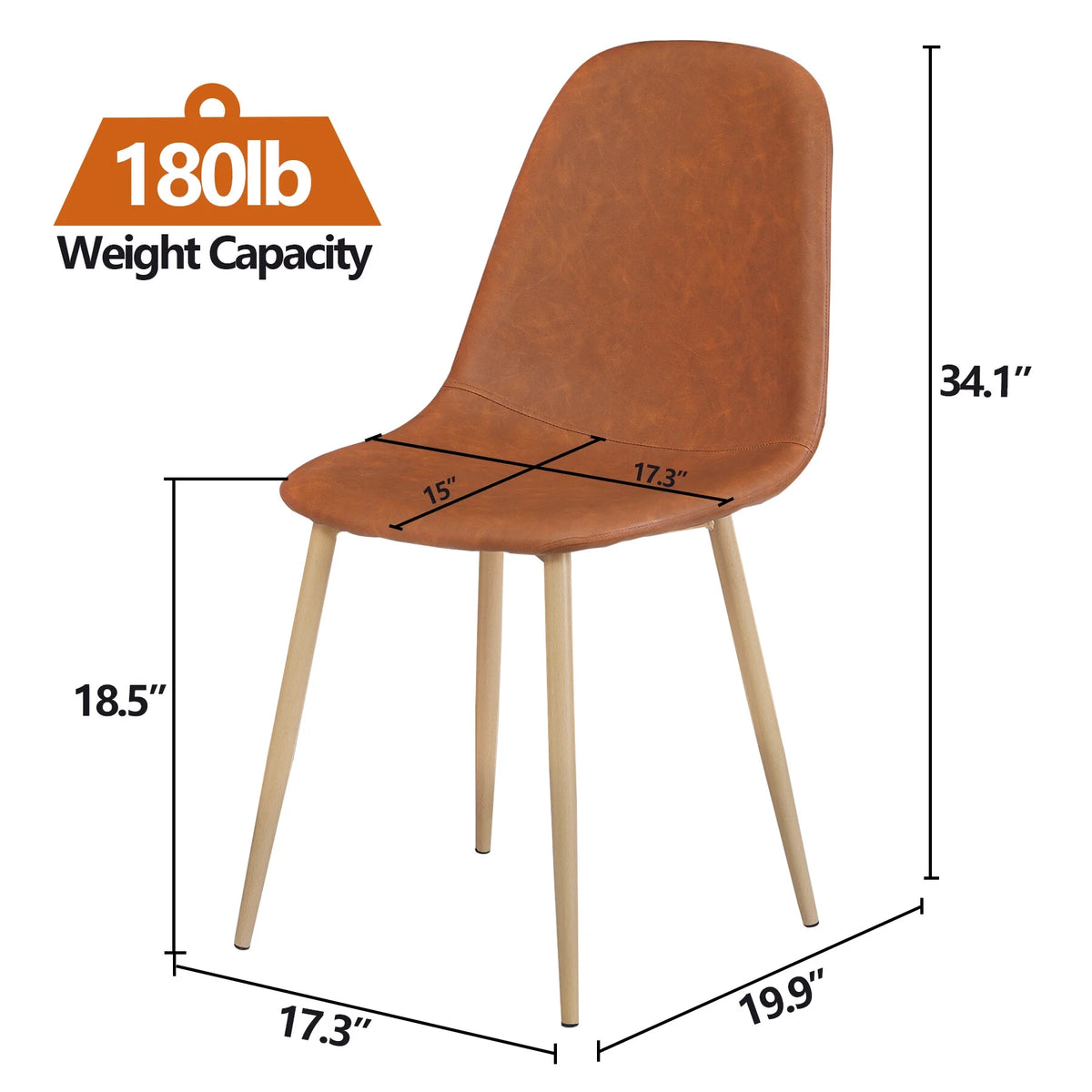 Set of 2 Brown PU Cushion Dining Chair G7673