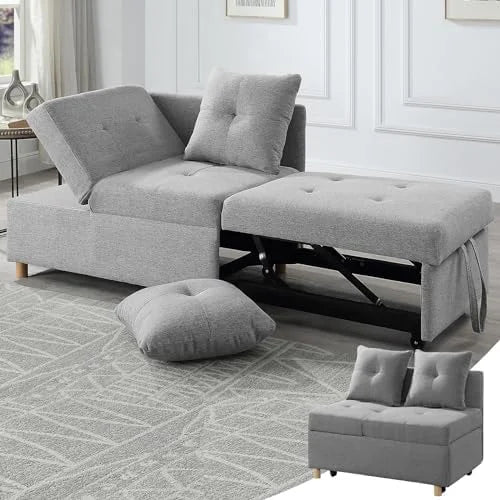 3 in 1 Convertible Velvet Sofa Bed with 2 Pillows U2023