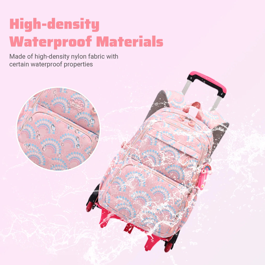 Kids Rolling Backpack 3PCS Schoolbag Set with Lunch Bag Pen Case K187