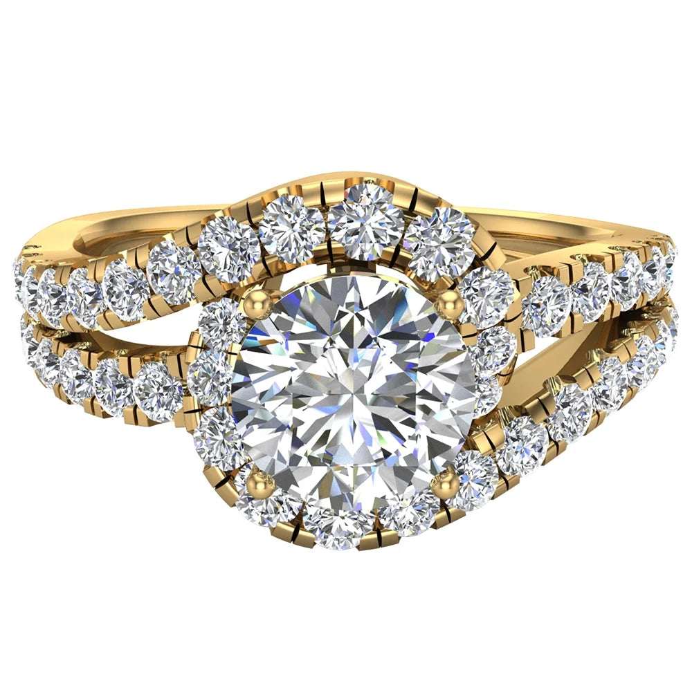14K Gold Diamond Ring Ocean Wave Style 1.25 CT A7245