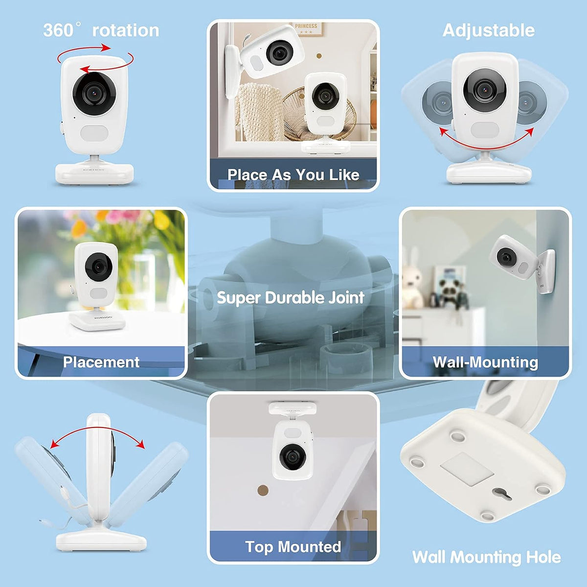 Baby Monitor w/ 2 Cam, 1000ft Range, Auto Night Vision Cam Q332156