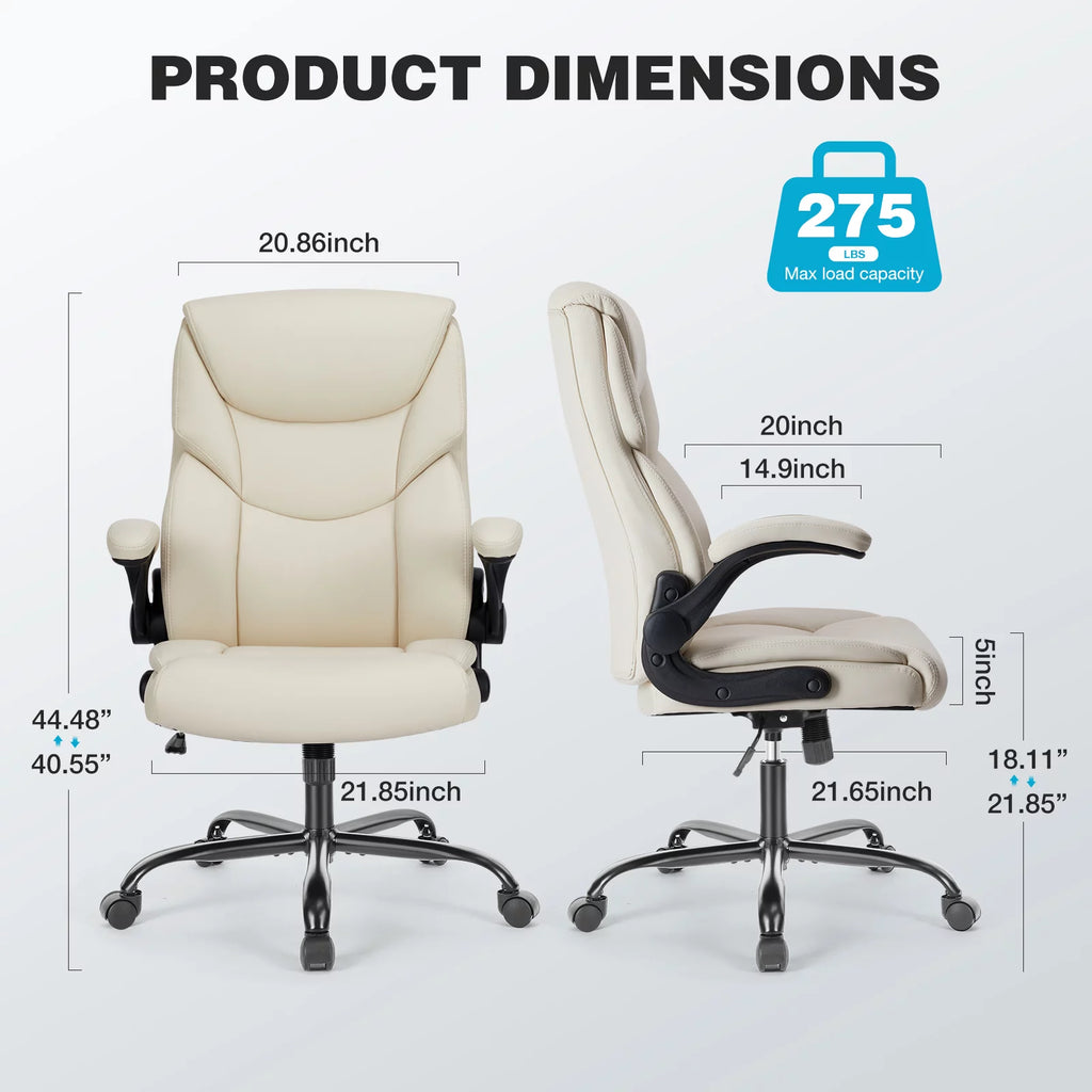 White Ergonomic Executive Desk Chair with Lumbar Support U59312