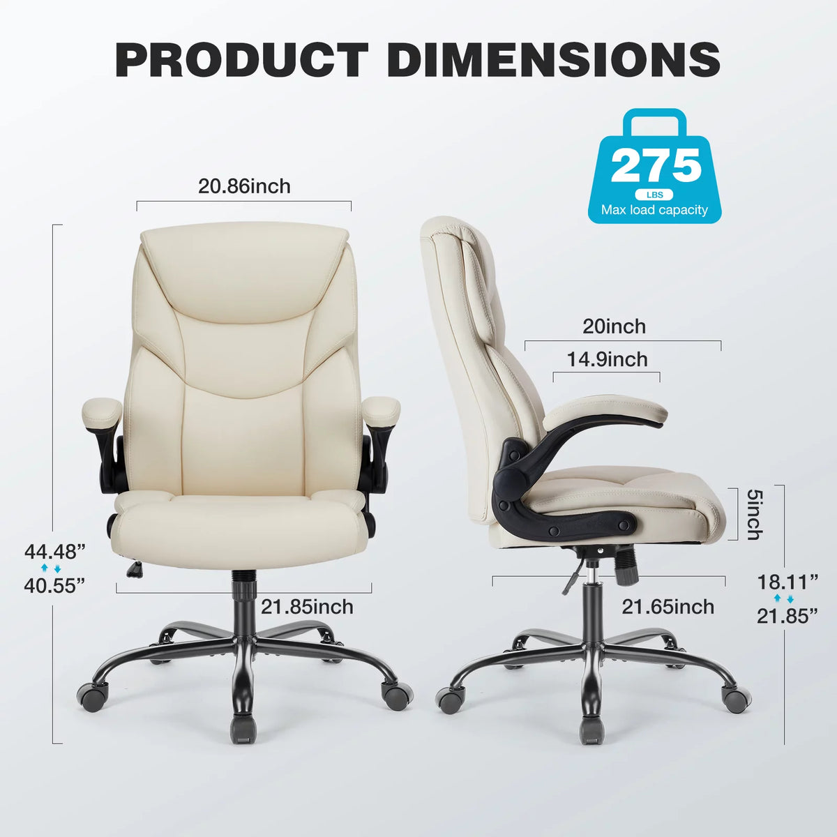 White Ergonomic Executive Desk Chair with Lumbar Support U59312