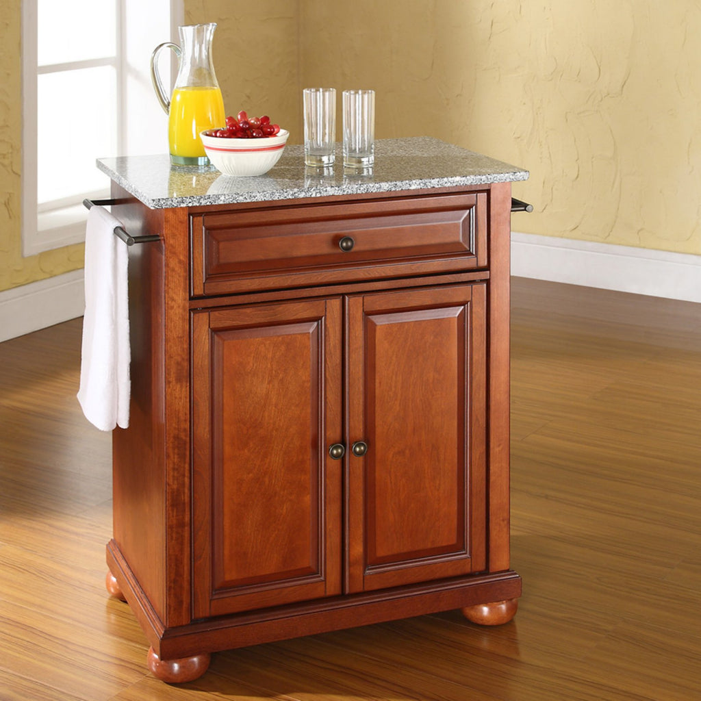 White/Gray Wood Portable Kitchen Island T638