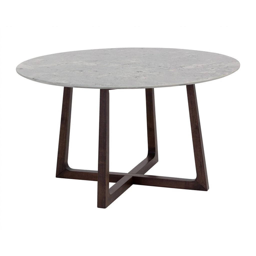 Mid-Century Wood & Faux Marble Dining Table A495